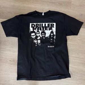Vtg Alstyle Driller Killer T Shirt Mens Large Black Brutalize Punk Rock Band Tee